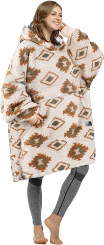 Miniatura 33 de Catalonia Sudadera extragrande tipo manta con capucha, sudadera de sherpa portátil para adultos, hombres y mujeres