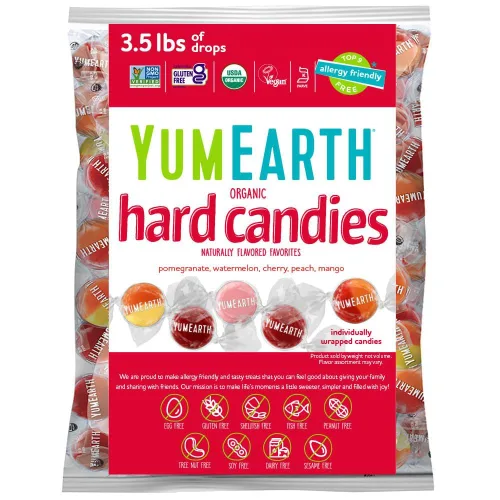 YumEarth Gotas de frutas orgánicas, caramelos duros naturales con sabor variado, dulces de frutas para niños, aptos para alérgicos, sin OMG, sin
