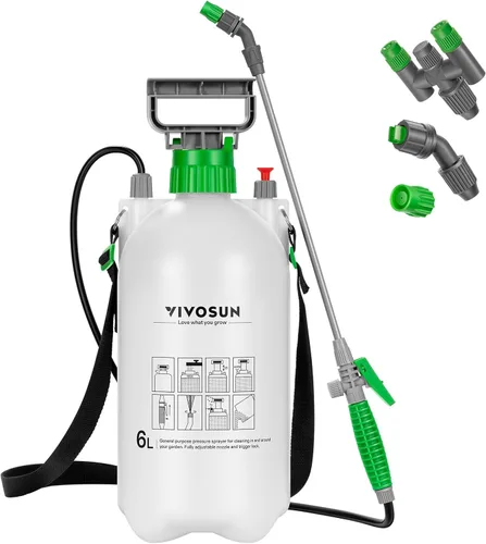 Miniatura 12 de VIVOSUN Pulverizador de bomba de 2.1 galón/8L, rociador de agua de jardín para plantas, malezas y cuidado del césped, con 3 boquillas, manguera