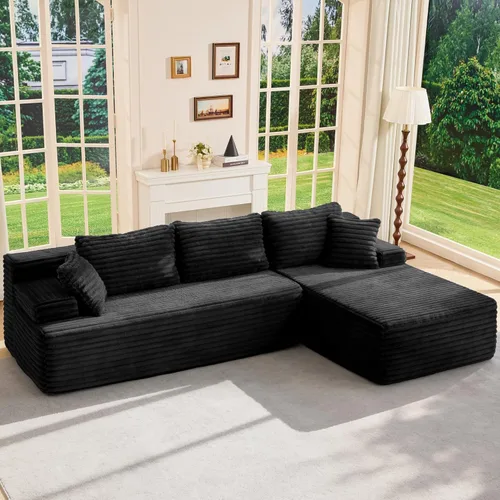 Miniatura 20 de Hobestluk Sofá modular modular sin hueso, sofá en forma de L, sofá modular de 3 asientos, sofá modular de espuma viscoelástica para muebles de sala