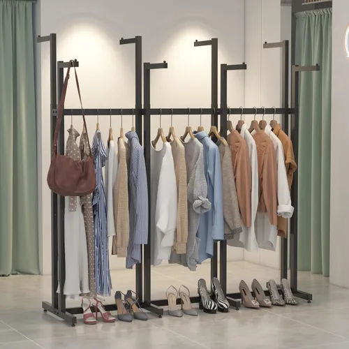 Miniatura 11 de Estantes para ropa dorados, estante de ropa de metal con 6 brazos rectos, estante de ropa independiente para colgar ropa de gran capacidad, altura