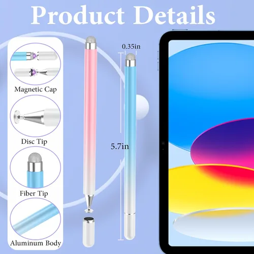 Miniatura 3 de Lápiz capacitivo magnético de 2 en 1 con disco para pantallas táctiles, compatible con iPhone/iPad/Android/Microsoft/Surface y todas las pantallas
