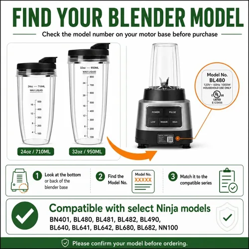 Miniatura 3 de Vasos de licuadora de repuesto para Ninja, vasos de licuadora Ninja de 24 onzas y 32 onzas con tapas para llevar compatibles con Ninja BN401, BL456