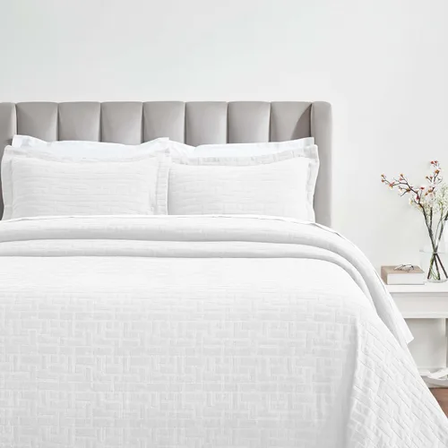 Miniatura 20 de Superior Juego de colcha de algodón con diseño de flor de lis, mantas cálidas, ropa de cama para todas las estaciones, decoración de dormitorio