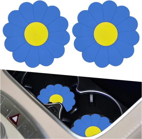 2 piezas Portavasos para automóvil, almohadillas de silicona con forma de flor, antideslizantes, para vehículo, inserto universal de 2.75 pulgadas,