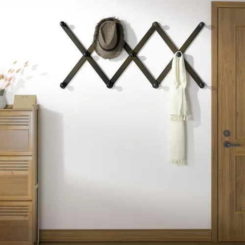 Miniatura 2 de SKOLOO Perchero Grande para Sombreros de Pared, Colgador de Pared de Acordeón de Madera, Moderno, Ganchos Expandibles para Abrigos, Perchero