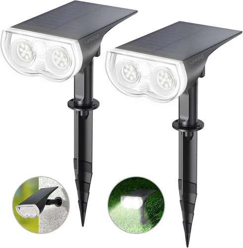 Miniatura 11 de Linkind - Paquete de 2 focos solares para el atardecer hasta el amanecer, luces solares para jardín con 16 LEDs, de luz blanca cálida de 3000 K
