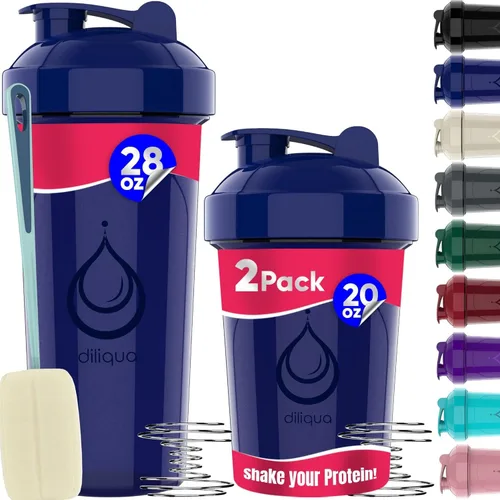 Miniatura 10 de diliqua Paquete de 10 botellas agitadoras con batidores de alambre para mezclas de proteínas, a prueba de fugas, sin BPA y aptas para lavavajillas