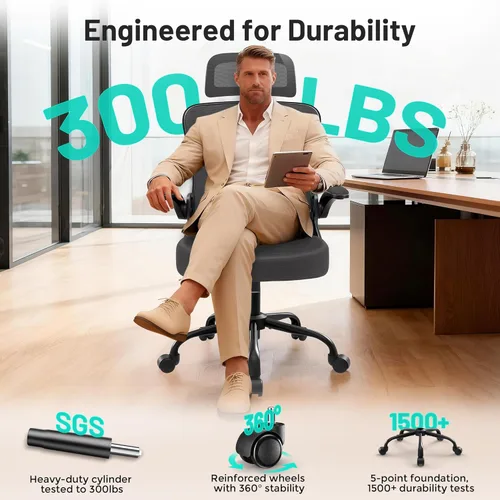 Miniatura 8 de AreShark Silla de oficina – Silla de escritorio ergonómica de malla transpirable con reposacabezas 2D y soporte lumbar ajustable – Silla ejecutiva