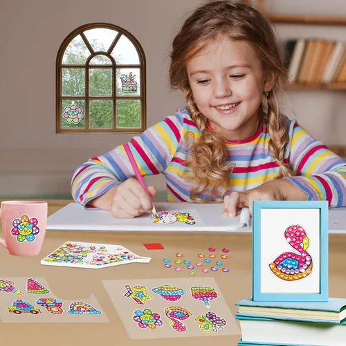 Miniatura 2 de BEARUN Gem Art, kit de pintura de diamantes para niños, gran joya 5D, artes y manualidades para niñas de 6 a 12 años, crea tus propias calcomanías