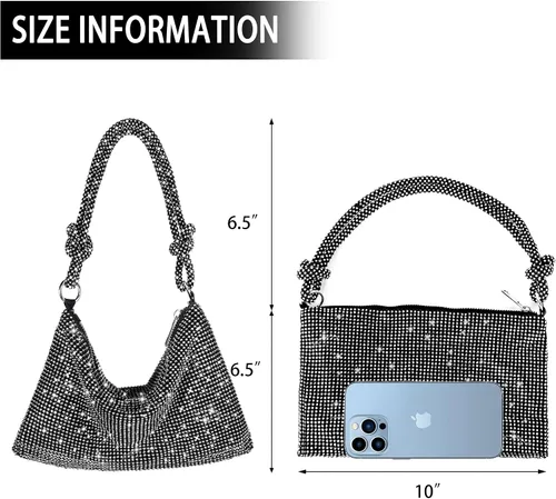 Miniatura 6 de Bolso de noche brillante con diamantes de imitación, monederos plateados para mujer, bolsos cruzados para fiesta, graduación, club, boda