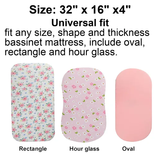 Miniatura 4 de Onacosht Juego de sábanas de moisés, paquete de 3 unidades para bebé, sábana bajera ajustable de punto suave elástica universal para colchón Floral
