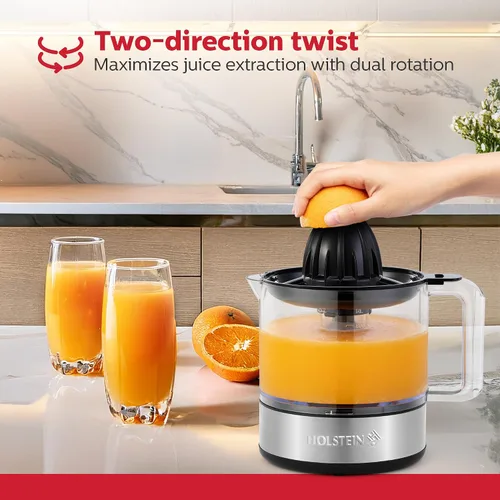 Miniatura 3 de Holstein Housewares Exprimidor eléctrico de cítricos de 27 onzas, negro/acero inoxidable, ideal para zumos de naranja, limón y pomelo recién