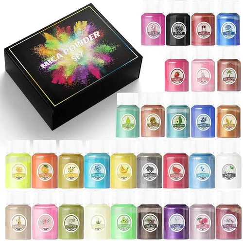 Miniatura 2 de 14 piezas de pigmento brillante en polvo de mica en polvo de mica de color nacarado en escamas de resina epoxi polvo luminoso para kit de limo