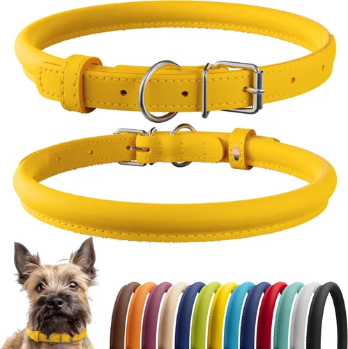 Miniatura 77 de CollarDirect Collar de perro con tachuelas, collares de cuero para mascotas para perros pequeños, medianos y grandes, acolchado suave, marrón, negro