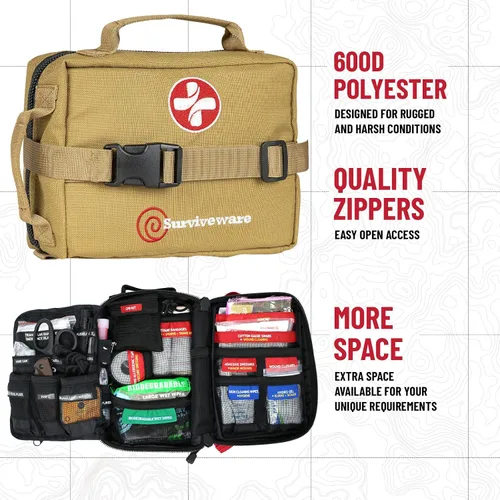Miniatura 4 de Surviveware 119 Pcs Comprehensive Premium Survival First Aid Kit - Medical Emergency Kit for Travel Camping Gear, Home Essentials & Outdoor