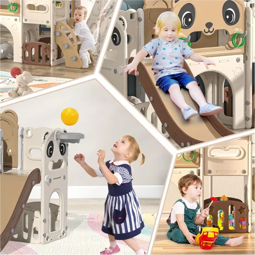Miniatura 3 de Nyeekoy - Juego de tobogán y escalador 9 en 1 para niños pequeños, para interiores y exteriores, con aro de baloncesto, telescópico y espacio