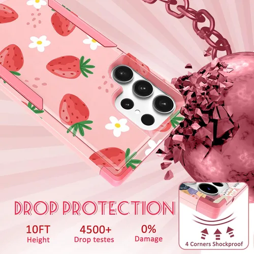 Miniatura 3 de Funda para Samsung Galaxy S22 Ultra - Funda de teléfono para mujer, diseño único y estético, para adolescentes, diseño kawaii fresa, resistente