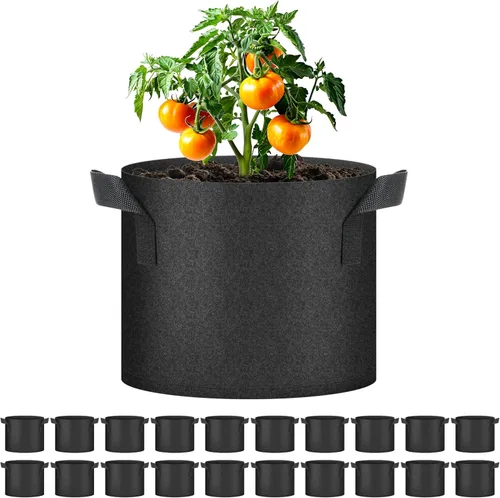 Miniatura 9 de HealSmart Paquete de 10 bolsas de cultivo de plantas de 3 galones, macetas plantadoras de tomate con asas, tela no tejida de aireación, maceta