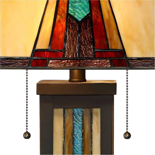 Miniatura 8 de Robert Louis Tiffany Ranier Mission - Lámpara de mesa estilo Tiffany de 3 vías con atenuador de mesa y luz nocturna de 25 pulgadas, pantalla