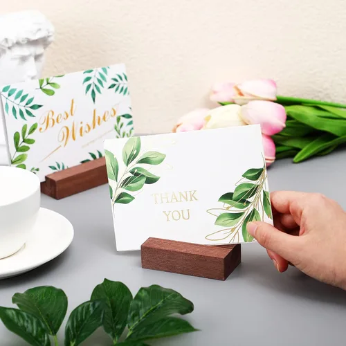 Miniatura 3 de 12 portatarjetas de madera para colocar tarjetas de madera para letreros de mesa, soporte para tarjetas de identificación para decoración de eventos
