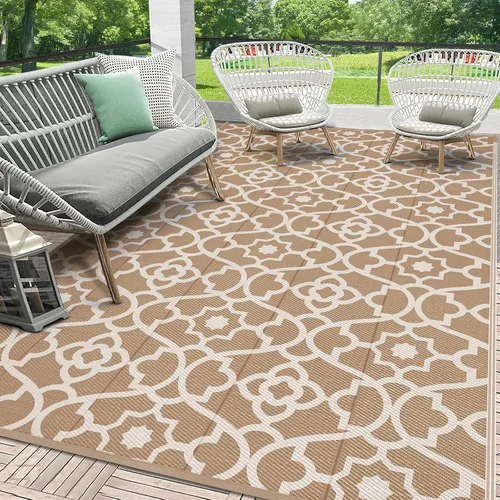 Miniatura 40 de HEBE Alfombra de Exterior Impermeable 6x9, Alfombra de Paja de Plástico Alfombra de Camping, Alfombras de Patio Exterior Reversibles Tapete para RV