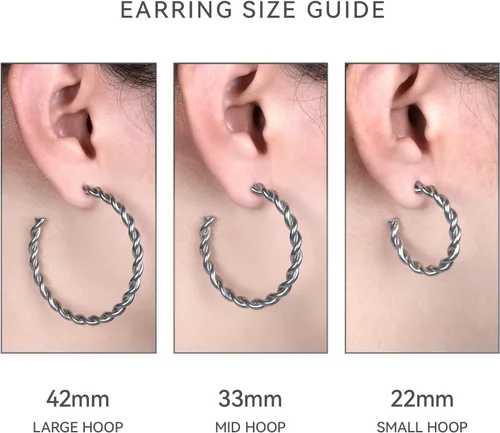 Miniatura 4 de Limerencia Aretes de aro hipoalergénicos G23 de titanio puro, grandes abiertos, ligeros, con circonita cúbica, para mujeres y niñas, orejas sensibles