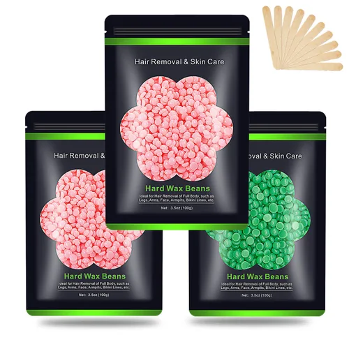 Miniatura 10 de Cuentas de cera para depilación de 10.5 oz (300 g), granos de cera dura para piel sensible brasileña, cara, bikini, cejas, piernas, sin dolor para 3