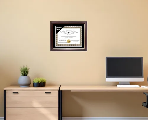 Miniatura 8 de Creative Picture Frames Marco para Diploma de Caoba con Borde Dorado de 12x16 pulgadas con Vidrio y Paspartú Negro y Colgadores de Pared Instalados