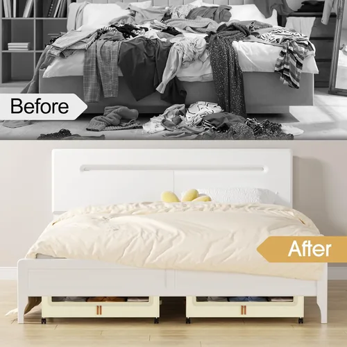 Miniatura 7 de Yecaye Almacenamiento Debajo de la Cama con Ruedas, 2 Paquetes de Cajas de Almacenamiento Debajo de la Cama con Tapas Transparentes y Etiqueta, 60L