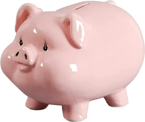 Miniatura 10 de Alcancía de cerdo de cerámica para niños, banco de dinero para adultos, Gilrs Alcancias de Dinero para adultos niños, banco de monedas, decoración