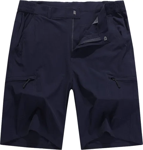 Pantalones cortos de senderismo elásticos de secado rápido para hombre, pantalones cortos de trabajo ligeros, 6 bolsillos para ciclismo, viajes,