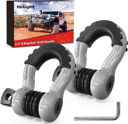 Miniatura 13 de Nilight - 2 grilletes en forma de anilla en D de 3/4 pulgadas con tornillo pasador de 7/8 pulgadas, 41 887 libras, resistentes a la rotura