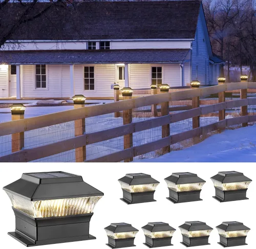 Miniatura 8 de Luces para postes de valla, 25 lúmenes, luz solar para postes de madera, se adapta a postes de madera de 4 x 4 o más grandes con base de 4 x 6, luz