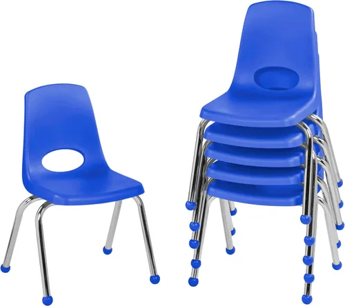 Miniatura 27 de FDP 16" Silla apilable escolar, silla de estudiante apilable con patas de acero cromado y ruedas; para aprendizaje en casa o en el aula - Gris claro