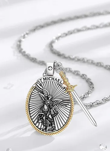 Miniatura 3 de CELESTIA Medallas de plata de ley 925 San MiguelSan CristóbalSan BenitoSan GabrielVirgen MaríaJesúsCaravacaMetatrónSello de los Siete Arcángeles