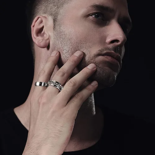 Miniatura 4 de BiCINE Anillo para la ansiedad para mujeres y hombres 8 unidades anillos para la ansiedad de acero inoxidable anti ansiedad anillos giratorios