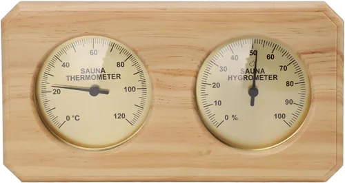 2 in 1 Sauna Thermometer and Hygrometer,Wooden Sauna Thermometer Hygrometer with Temperature and Humidity Measurement, Wall Mounted for Hotel Sauna
