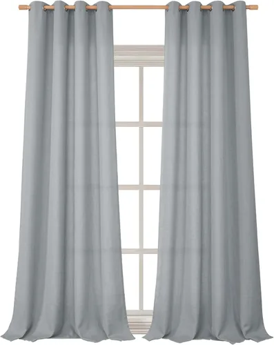 Miniatura 134 de BGment Cortinas de Lino Beige de 63 Pulgadas de Largo 2 Paneles - Tratamientos para Ventanas con Textura de Arpillera Filtrantes de Luz Cortinas