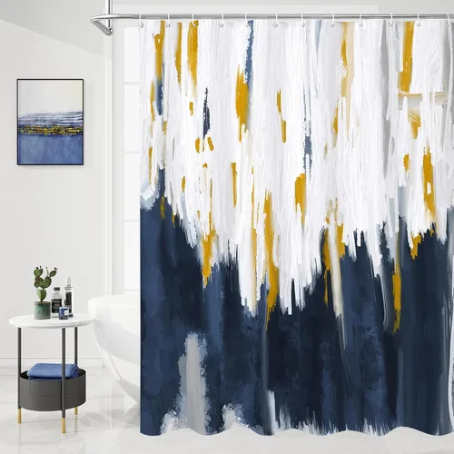 Miniatura 13 de MitoVilla Cortina de Ducha Pequeña Negra para Cabina 36 x 72 pulgadas, Juego de Cortinas de Ducha Angostas de Media Talla Abstracto Degradado