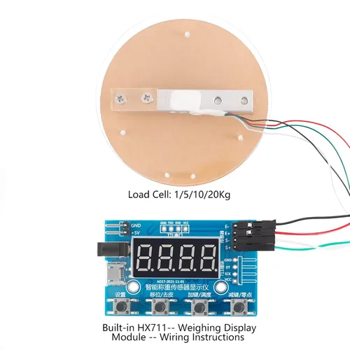 Miniatura 5 de HX711 Módulo de célula de carga digital, sensor de peso módulo A/D con pantalla Báscula de pesaje de 24 bits Smart Arduino Célula de carga Pantalla