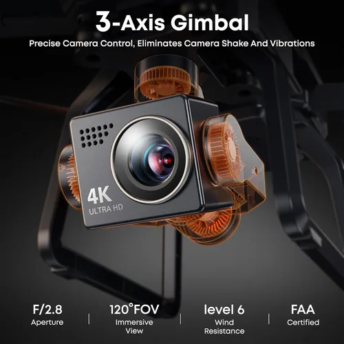 Miniatura 3 de Bwine F7GB2 Pro Drones con cámara para adultos 4K UHD Aerial, cardán de 3 ejes, control de 10000 pies, tiempo de vuelo de 75 minutos con 3