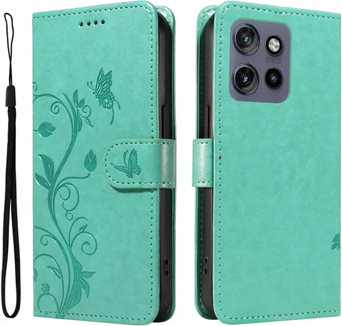 Miniatura 151 de Funda para Motorola Moto E22/E22i, piel sintética, con tarjetero y correa para la muñeca, a prueba de golpes, funda magnética para Motorola Moto Rojo