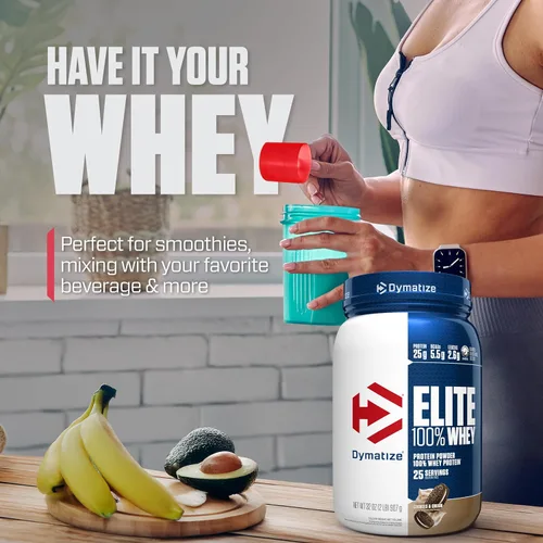 Miniatura 6 de Dymatize Elite Proteína en Polvo 100% de Suero, Galletas y Crema, 25g de Proteína, 5.5g de BCAA, Menos de 140 Calorías, Sin Gluten, 3g