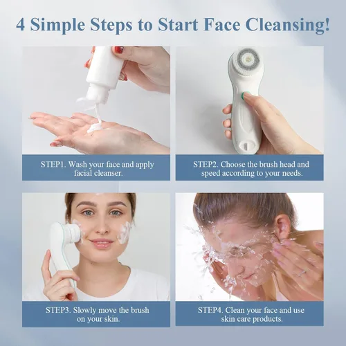 Miniatura 7 de Cepillo de limpieza facial TOUCHBeauty, cepillo giratorio de 360 grados con soporte conveniente, impermeable dispositivo de limpieza profunda, Negro