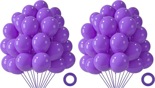 Miniatura 8 de LovesTown 110 globos de látex de 12 pulgadas con cinta para decoración de cumpleaños, baby shower, boda, fiesta, color azul (paquete de 2)