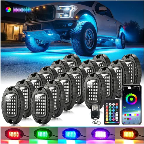 Miniatura 20 de 1 Cápsula de Repuesto para Cápsula Dañada para Luces de Roca LED RGB Segmentadas de 12v Luz Inferior Multicolor Impermeable de Neón para Jeep