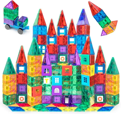 Playmags - Azulejos magnéticos para niños – Juego de construcción con imanes de 100 piezas para niños pequeños de 1 a 5 años | Juguete Stem