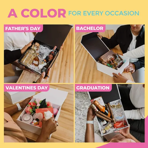 Miniatura 6 de Kiniu Paquete de 5 cajas de regalo negras con tapas a granel, cajas de regalo para regalos con 25 piezas de papel de seda blanco, juego de cajas
