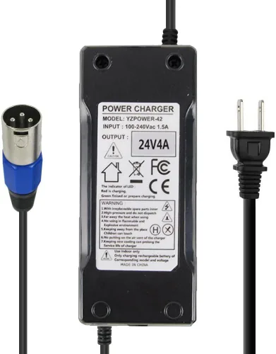 Cargador de batería de 24V 4A para Jazzy, Go-Go Pride Ezip 400 500 650 750 900 Mountain Trailz IZIP I25 IZIP I300 IZIP I350 IZIP I500 Mpv5 Mpv4